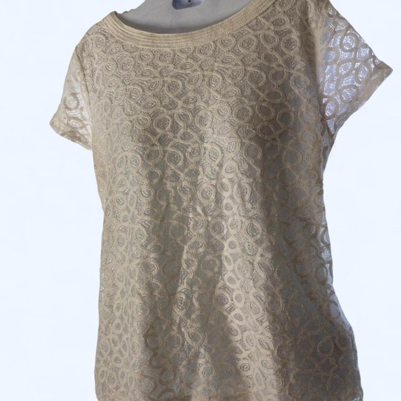 Isaac Mizarhi Elegant Cream Lace Top M - Picture 1 of 3